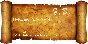 Hohman Dávid névjegykártya