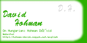 david hohman business card